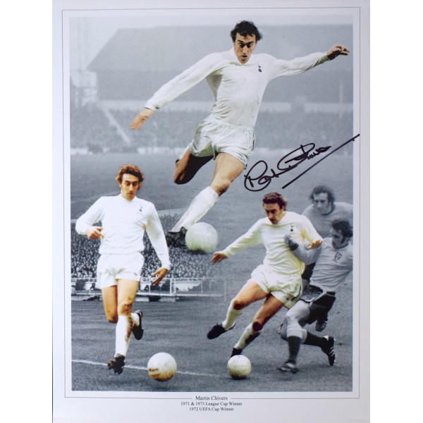 Martin Chivers SIGNED 16x12 Photo Autograph Tottenham Hotspur Football AFTAL COA  Perfect Gift Memorabilia