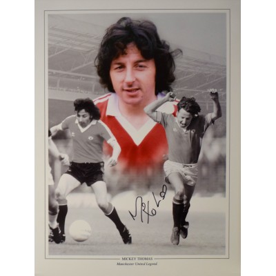 Mickey Thomas SIGNED 16x12 Photo Autograph Manchester United Football AFTAL COA Perfect Gift Memorabilia		