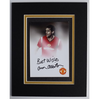 Arthur Albiston Signed Autograph 10x8 photo display Man Utd Football AFTAL COA Perfect Gift Memorabilia		