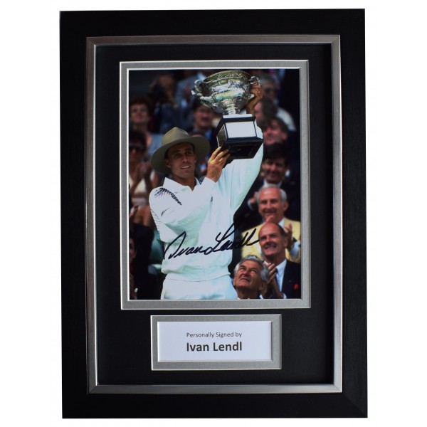 Ivan Lendl Signed A4 Framed Autograph Photo Display Wimbledon Tennis AFTAL COA Perfect Gift Memorabilia