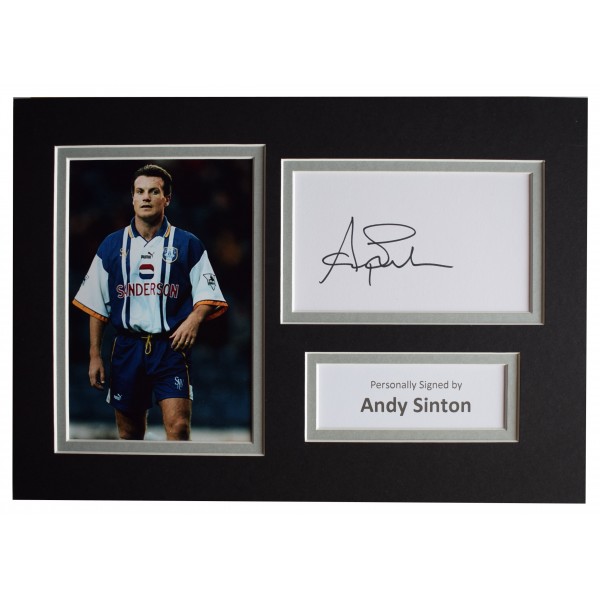 Andy Sinton Signed Autograph A4 photo display Sheffield Wed Football AFTAL COA Perfect Gift Memorabilia