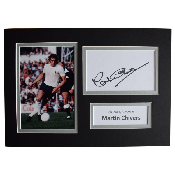 Martin Chivers Signed Autograph A4 photo display Tottenham Football AFTAL COA  Perfect Gift Memorabilia