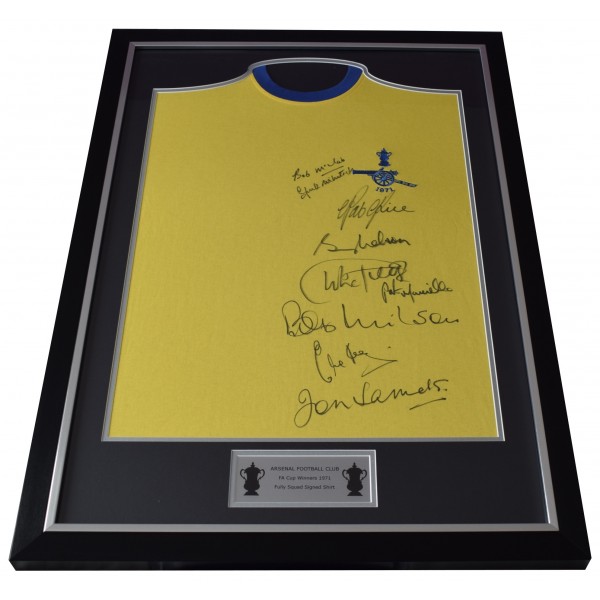Arsenal FA Cup 1971 Signed x9 Framed Football Shirt Autograph AFTAL George COA Perfect Gift Memorabilia