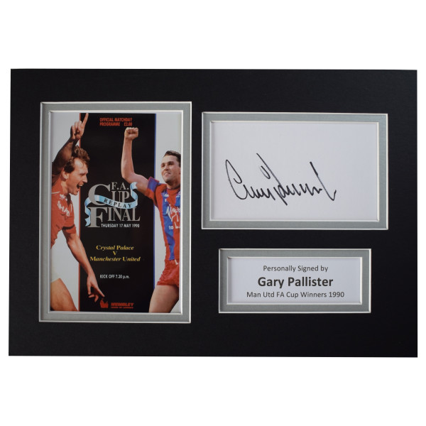 Gary Pallister Signed Autograph A4 photo display Man Utd FA Cup 1990 AFTAL COA Perfect Gift Memorabilia