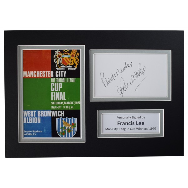 Francis Lee Signed Autograph A4 photo display Man City 1970 League Cup Final COA Perfect Gift Memorabilia