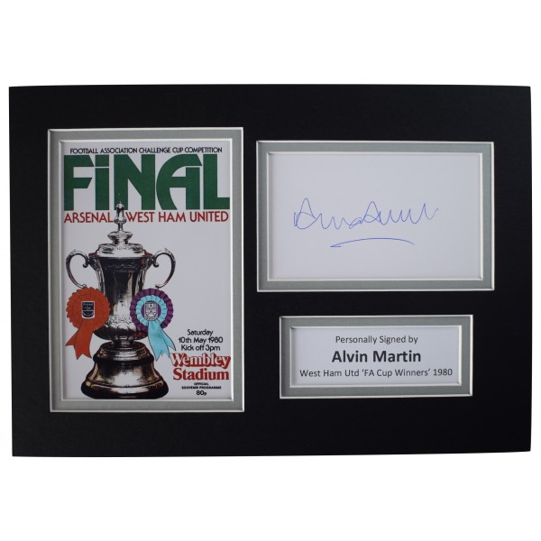 Alvin Martin Signed Autograph A4 photo display West Ham United 1980 FA Cup COA Perfect Gift Memorabilia