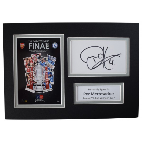 Per Mertesacker Signed Autograph A4 photo display Arsenal 2017 FA Cup Final COA  Perfect Gift Memorabilia