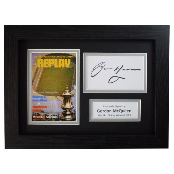 Gordon McQueen Signed A4 Framed Autograph Photo Display Man Utd FA Cup 1983 COA Perfect Gift Memorabilia