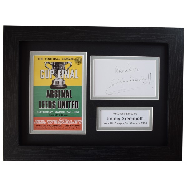 Jimmy Greenhoff Signed A4 Framed Autograph Photo Display Leeds League Cup 1968 Perfect Gift Memorabilia