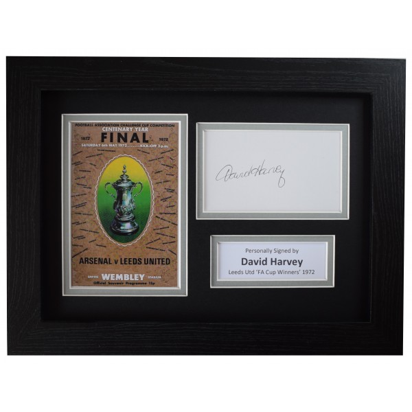 David Harvey Signed A4 Framed Autograph Photo Display Leeds Utd FA Cup 1972 COA  Perfect Gift Memorabilia