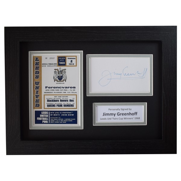 Jimmy Greenhoff Signed A4 Framed Autograph Photo Display Leeds Fairs Cup 1968 Perfect Gift Memorabilia