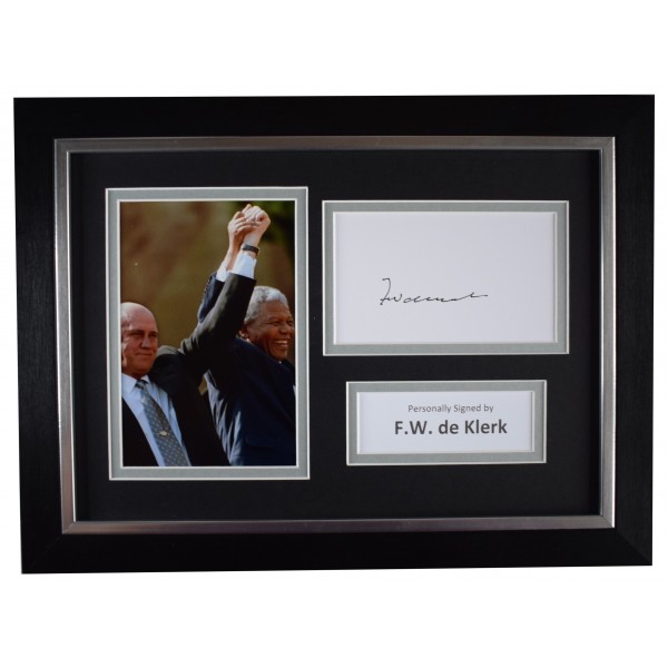 F.W. de Klerk Signed A4 Framed Autograph Photo Display Nelson Mandela Politics Perfect Gift Memorabilia