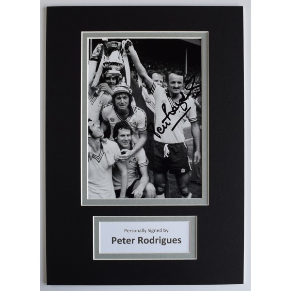 Peter Rodrigues Signed Autograph A4 photo display Southampton Football AFTAL COA Perfect Gift Memorabilia	