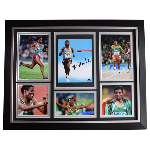 Haile Gebrselassie Signed Autograph 16x12 framed photo display Marathon COA Perfect Gift Memorabilia