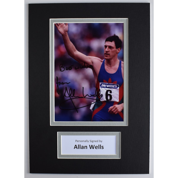Allan Wells Signed Autograph A4 photo display Olympics 100m Moscow AFTAL COA Perfect Gift Memorabilia