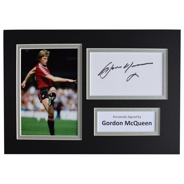 Gordon McQueen Signed Autograph A4 photo display Manchester United AFTAL COA Perfect Gift Memorabilia		