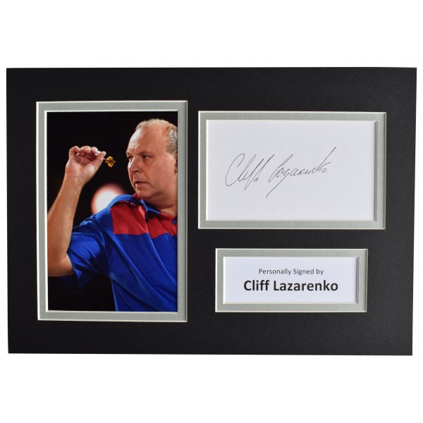 Cliff Lazarenko Signed Autograph A4 photo mount display Darts Sport AFTAL COA Perfect Gift Memorabilia