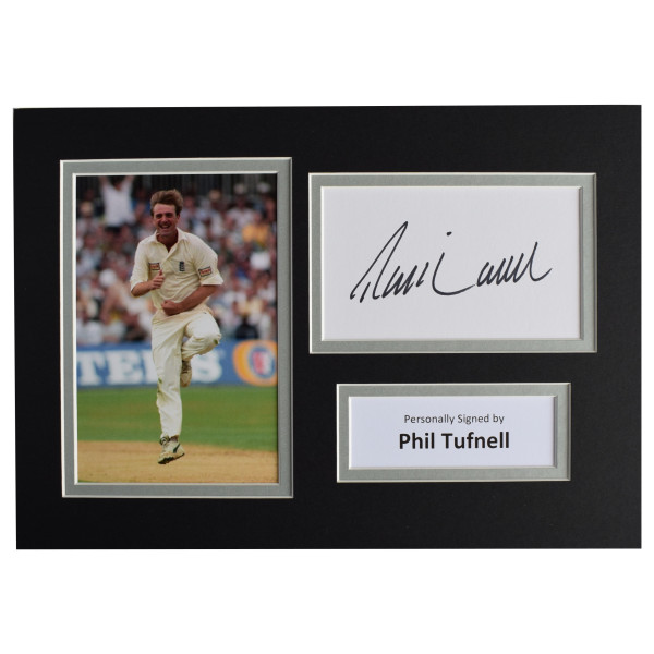 Phil Tufnell Signed Autograph A4 photo mount display England Cricket AFTAL COA Perfect Gift Memorabilia
