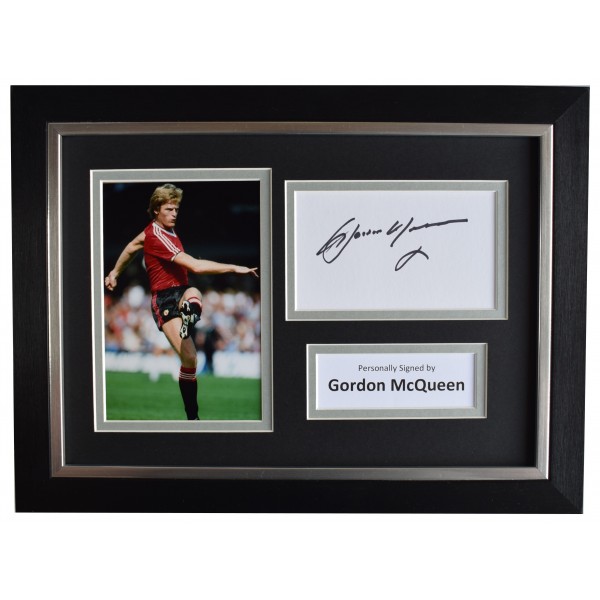 Gordon McQueen Signed A4 Framed Autograph Photo Display Man Utd Football COA Perfect Gift Memorabilia