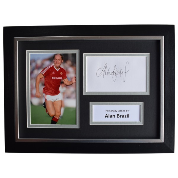 Alan Brazil Signed A4 Framed Autograph Photo Display Man Utd Football AFTAL COA  Perfect Gift Memorabilia