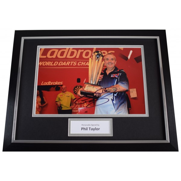 Phil Taylor Signed Autograph framed 16x12 photo display Darts Sport AFTAL COA Perfect Gift Memorabilia	