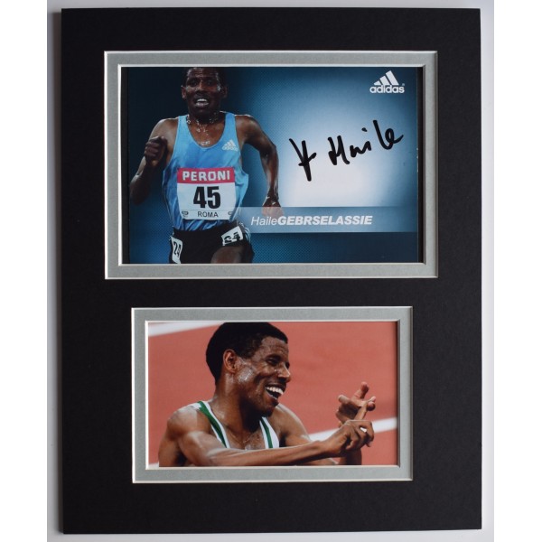 Haile Gebrselassie Signed Autograph 10x8 photo display Marathon Athletics COA  Perfect Gift Memorabilia	