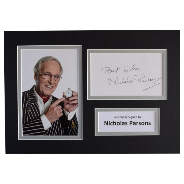 Nicholas Parsons Signed Autograph A4 photo display Just a Minute TV AFTAL COA Perfect Gift Memorabilia
