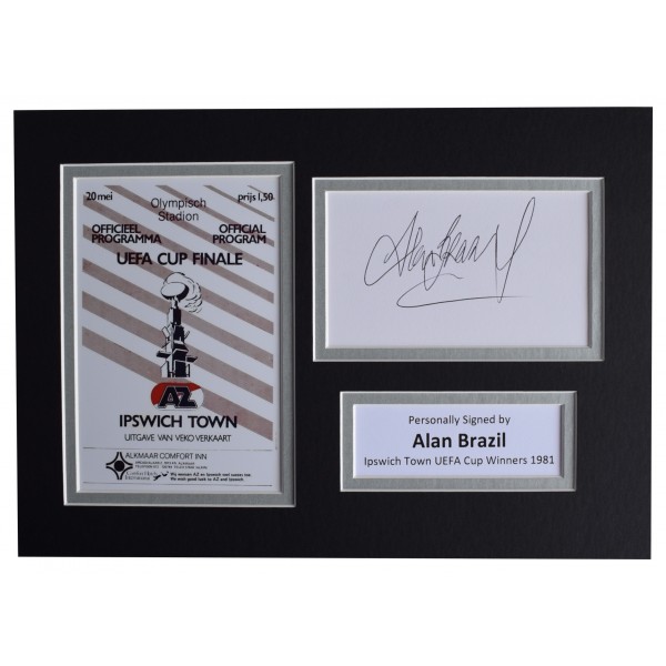 Alan Brazil Signed Autograph A4 photo display Ipswich Town UEFA Cup 1981 COA  Perfect Gift Memorabilia