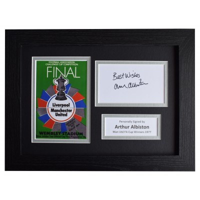 Arthur Albiston Signed A4 Framed Autograph Photo Display Man Utd FA CUP 1977 COA Perfect Gift Memorabilia