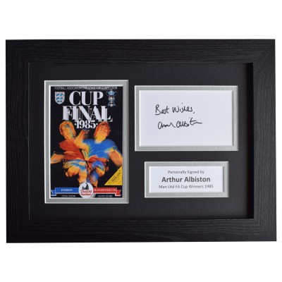 Arthur Albiston Signed A4 Framed Autograph Photo Display Man Utd FA Cup 1985 COA  Perfect Gift Memorabilia