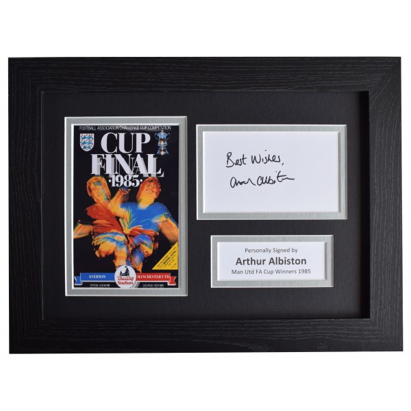 Arthur Albiston Signed A4 Framed Autograph Photo Display Man Utd FA Cup 1985 COA  Perfect Gift Memorabilia