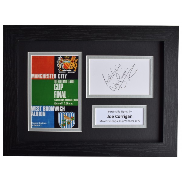 Joe Corrigan Signed A4 Framed Autograph Photo Display Man City League Cup 1970  Perfect Gift Memorabilia