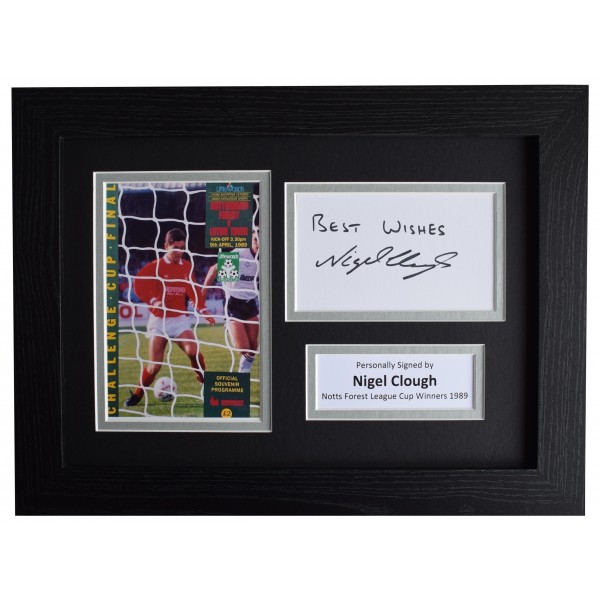 Nigel Clough Signed A4 Framed Autograph Photo Display Notts Forest Lge Cup 1989 Perfect Gift Memorabilia