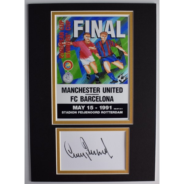 Gary Pallister Signed Autograph A4 photo display Man Utd 1991 ECWC Final AFTAL Perfect Gift Memorabilia	