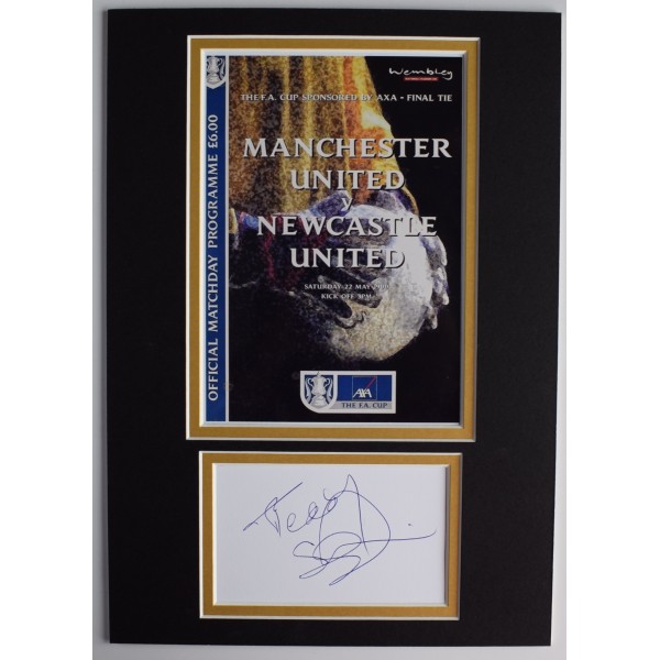 Teddy Sheringham Signed Autograph A4 photo display Man Utd 1999 FA Cup COA AFTAL Perfect Gift Memorabilia	