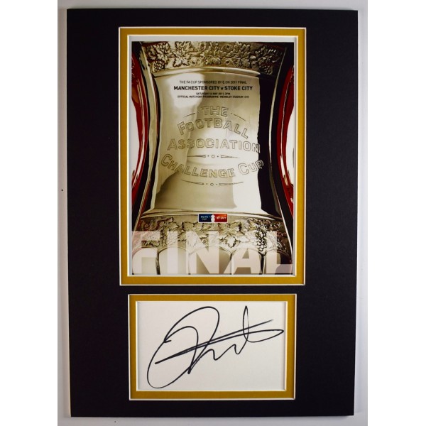 Joleon Lescott Signed Autograph A4 photo display Man City FA Cup 2011 Final COA AFTAL Perfect Gift Memorabilia	