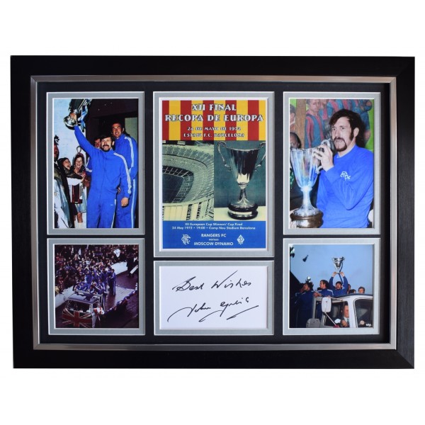 John Greig Signed Autograph framed 16x12 photo display Rangers European Cup1972 AFTAL Perfect Gift Memorabilia		