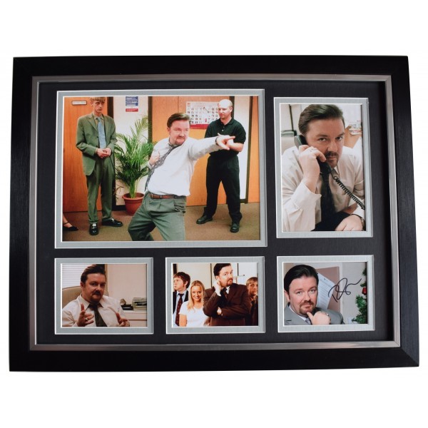 Ricky Gervais Signed Autograph framed 16x12 photo display Office TV AFTAL COA AFTAL Perfect Gift Memorabilia		