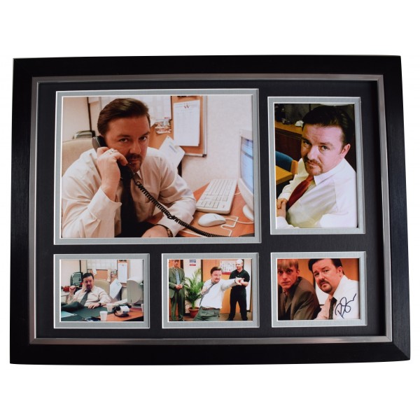 Ricky Gervais Signed Autograph framed 16x12 photo display Office TV David Brent AFTAL Perfect Gift Memorabilia		