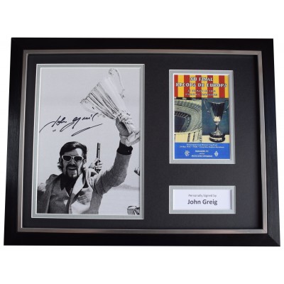 John Greig Signed Autograph framed 16x12 photo display Rangers ECWC 1972 AFTAL Perfect Gift Memorabilia	