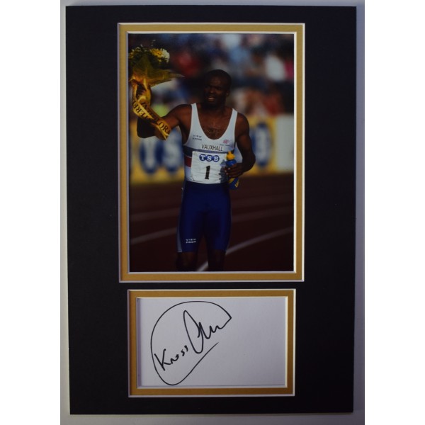 Kriss Akabusi Signed Autograph A4 photo display Hurdles Athletics Olympics COA AFTAL Perfect Gift Memorabilia	