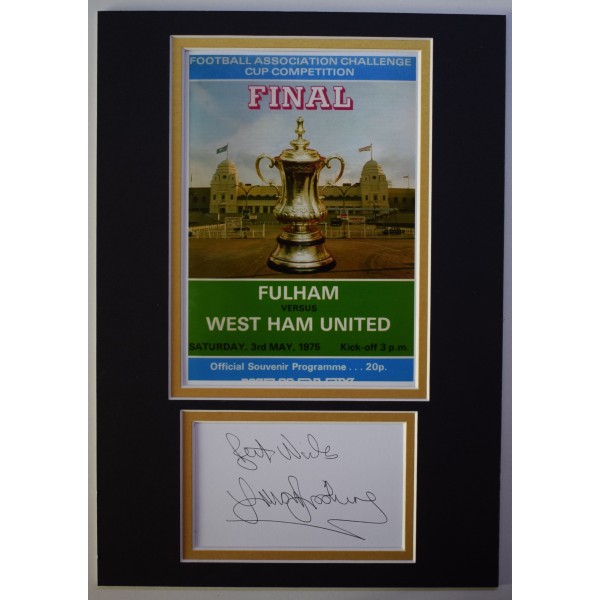 Trevor Brooking Signed Autograph A4 photo display West Ham 1975 FA Cup Final COA AFTAL Perfect Gift Memorabilia		