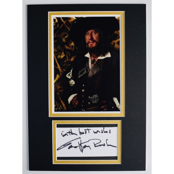 Geoffrey Rush Signed Autograph A4 photo display Pirates of The Caribbean Film AFTAL Perfect Gift Memorabilia		