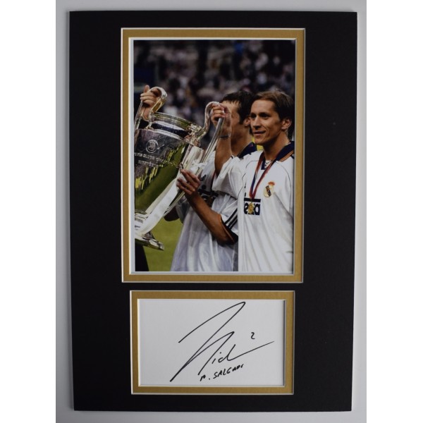 Michel Salgado Signed Autograph A4 photo display Real Madrid Football COA AFTAL Perfect Gift Memorabilia		