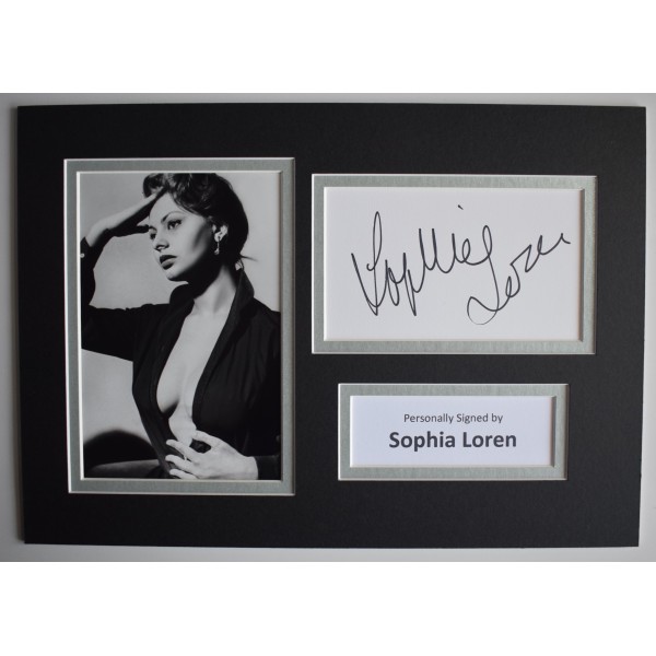 Sophia Loren Signed Autograph A4 photo display Film Two Women COA AFTAL Perfect Gift Memorabilia		