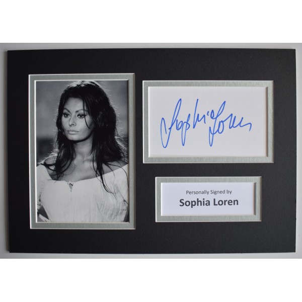 Sophia Loren Signed Autograph A4 photo display Film Two Women COA AFTAL Perfect Gift Memorabilia		