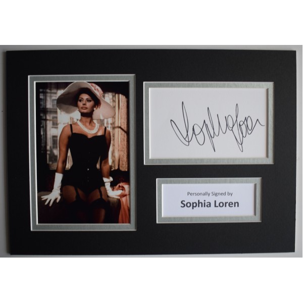 Sophia Loren Signed Autograph A4 photo display Film Two Women COA AFTAL Perfect Gift Memorabilia		