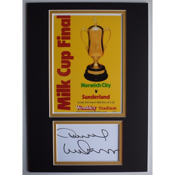 Dave Watson Signed Autograph A4 photo display Norwich 1985 League Cup Final COA AFTAL Perfect Gift Memorabilia		