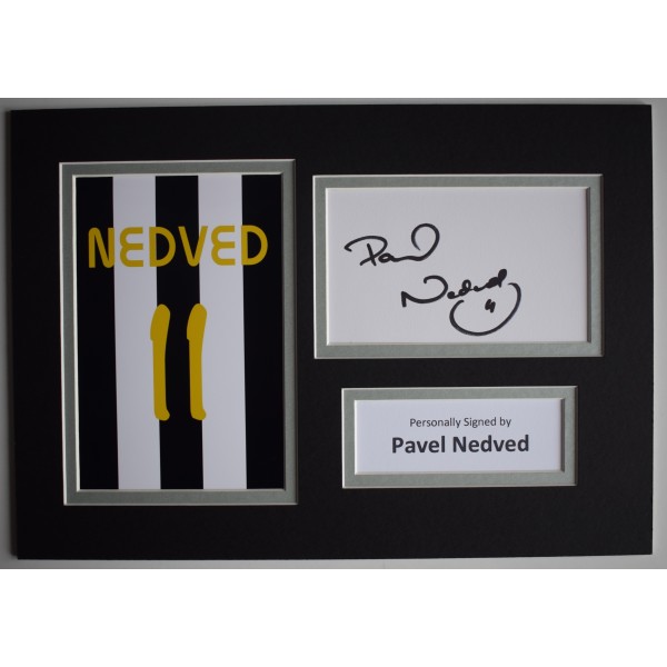 Pavel Nedved Signed Autograph A4 photo display Juventus Football AFTAL COA Perfect Gift Memorabilia	