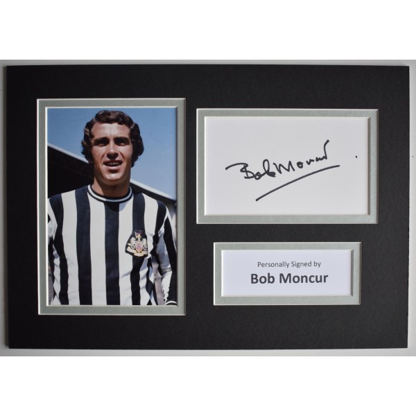Bob Moncur Signed Autograph A4 photo display Newcastle United Football COA AFTAL Perfect Gift Memorabilia	